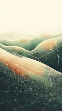 Abstract Digital Mesh Landscape with Network Connections and Soft Gradient Lighting