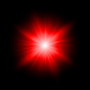 A striking digital illustration of a vibrant red lens flare effect against a stark black background