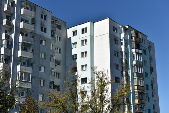 Post Soviet flat of blocks built in the Communist era, concrete apartment buildings