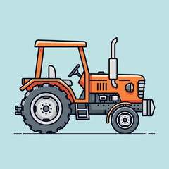 Fototapeta premium Stylized Orange Agricultural Tractor Vector Illustration for Farming and Rural Concept