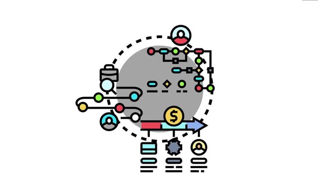 Application navigation flow diagram user interaction, journey, and process steps, showing path design for digital product development and system functionality