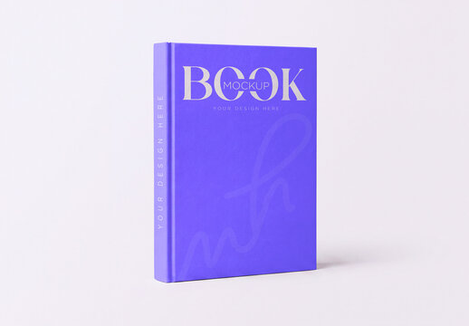 Standing Hardcover Book Mockup on White Background