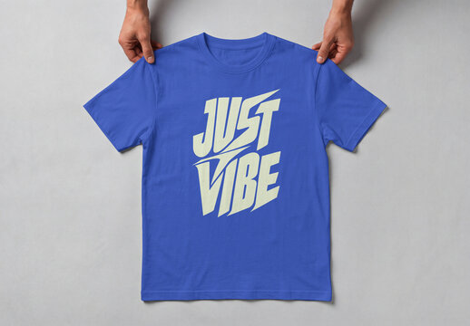 Realistic Blue T Shirt Mockup Front View