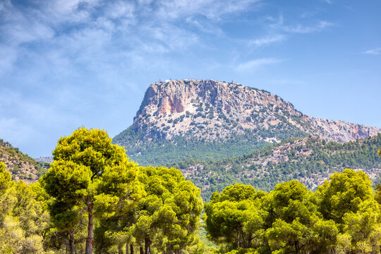 View of the Sierra Espu&ntilde;a Regional Park with El Morron in the background, Region of Murcia, Spain
