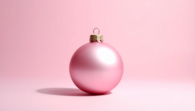 Pink Christmas Ball Ornament with Long Soft Shadow