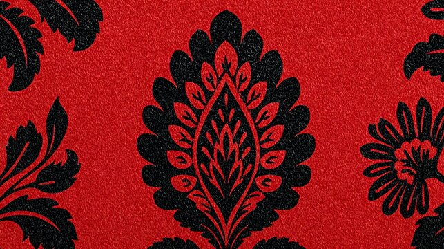 Red and black ornate floral pattern background
