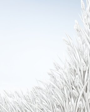 Soft Bunny Wallpaper Abstract White Wheat Field Illustration with Foggy Sky Background for Agriculture and Nature Design an embroidered soft bunny pattern