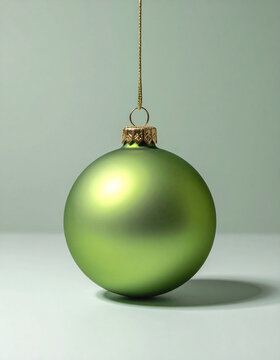 Green Christmas Bauble on Muted Sage Background