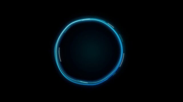 Glowing Cyan AI Voice Spectrum Circular Waveform Animation Loop