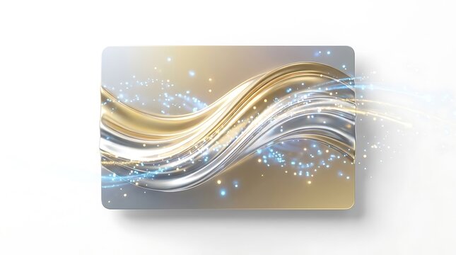 Elegant gold and silver wave design on a rectangular credit card shape