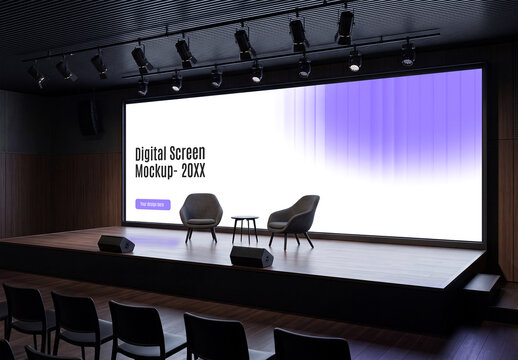 Large Conference Hall Digital Screen Mockup
