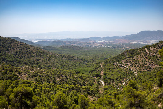View of the Sierra Espu&ntilde;a Natural Park with Aledo in the background, Totana, Region of Murcia, Spain