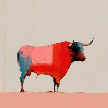 Abstract bull painting representing strength and power