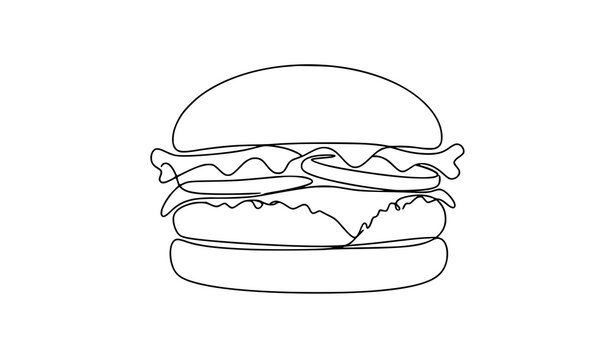 Abstract Hamburger One Line Vector Icon Fast Food Restaurant Design
