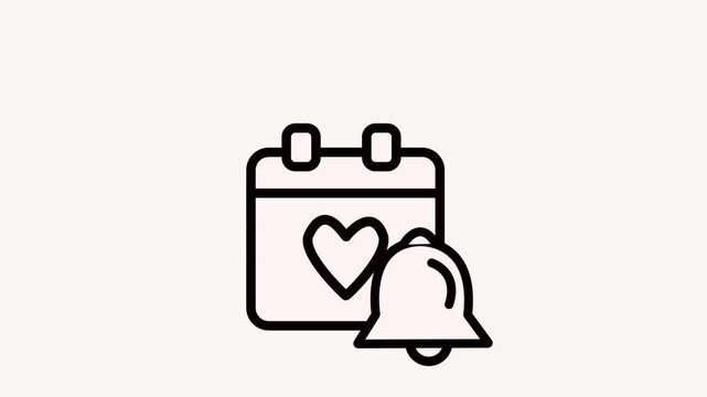 Event reminder calendar animated icon. Time, date, month for wedding agenda, planner, ceremonial, appointment schedule alert. 