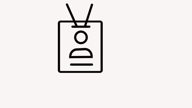 Employee badge up. icon line animation. Essential customizable security tool. Access control ID. Personal pass animated user interface element isolated on white. 