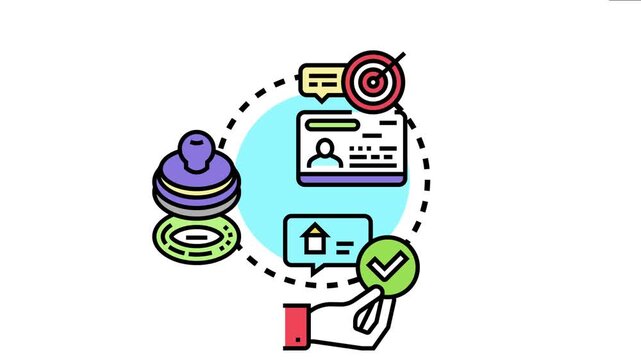 Securing an official permit involves completing necessary documents, achieving goals, and receiving validation with a stamp and a checkmark from authorities, ensuring compliance