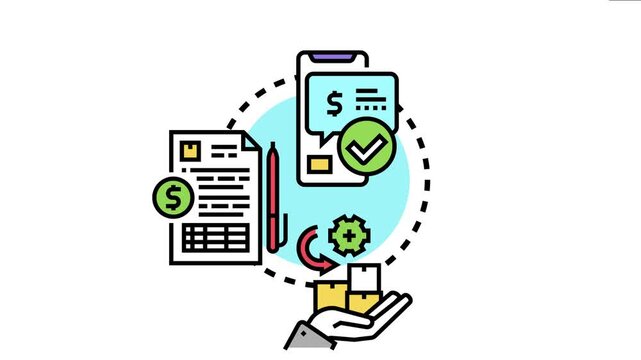 Business concept presenting a finalized pricing quotation, with digital approval, contract processing, and subsequent product or service delivery management