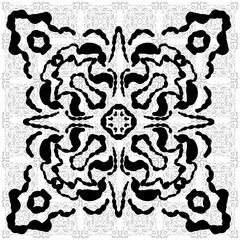 Fototapeta premium Symmetric Black and White Abstract Mandala Pattern Graphic Ornament Design for Textile Background and Decorative Arts