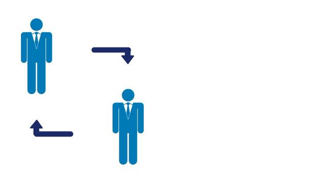 Job rotation concept featuring a businessman and switching arrows, representing career movement and workplace flexibility.