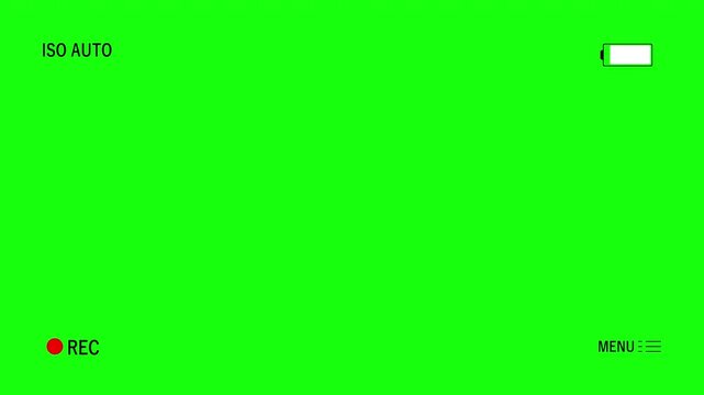 Camera recording minimal, Camera viewfinder interface overlay with green screen backdrop