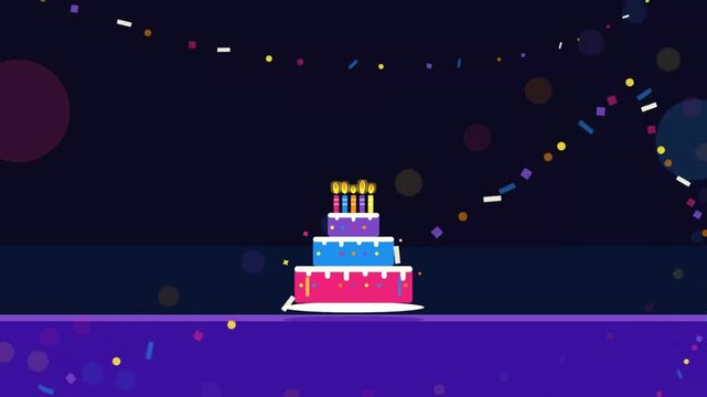An animated birthday cake video synchronized with the song.