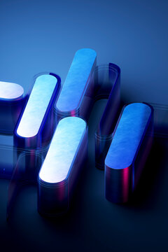3D Blue Glass Forms Minimal Composition