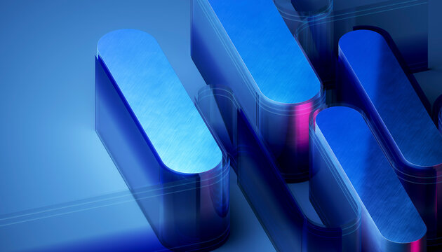 3D Translucent Blue Forms Modern Background