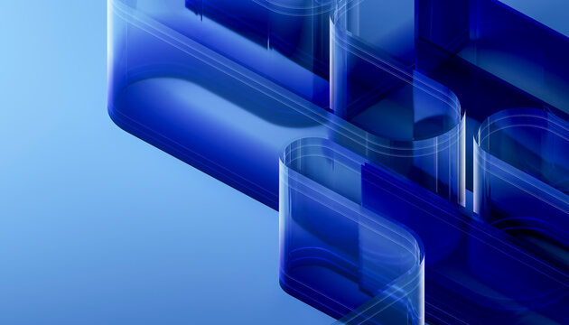 3D Blue Glass Forms Modern Background
