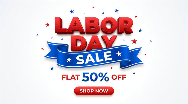 Labor day sale announcement with vibrant colors and a discount offer for retail promotions