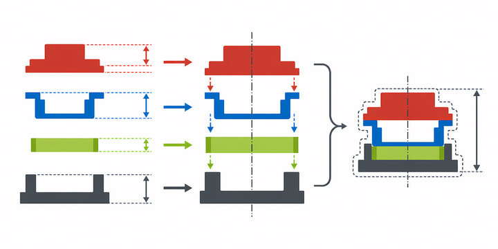 Dimensional tolerance stack up assembly illustration