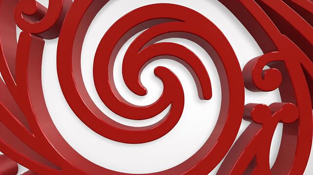 red ornate swirling flourish isolated on white motion graphic, decorative element, elegant design