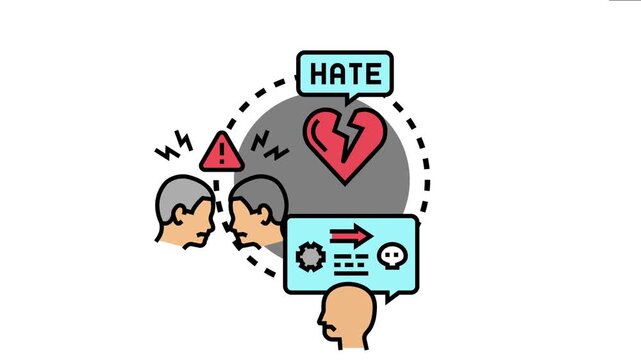 Social unrest depicting widespread hate, conflict, and warning signs leading to societal division and negative consequences among a community