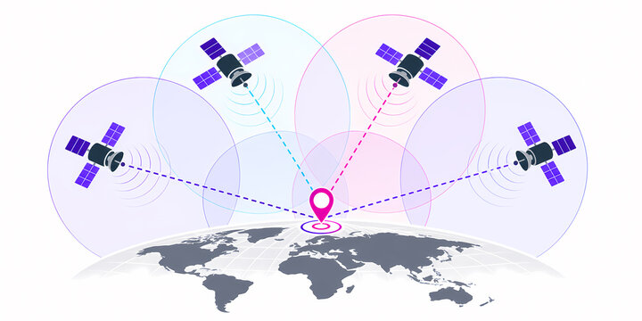 Global navigation satellite positioning triangulation illustration