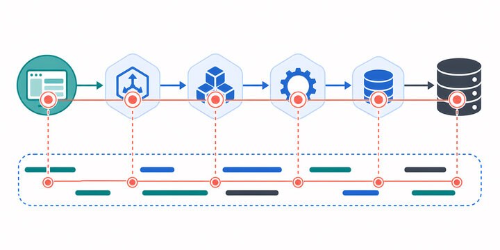 Observability distributed trace path illustration