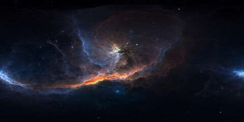 360-Degree 12K Panoramic Space Background with Starfield and Nebula. NoAi © Peter Jurik