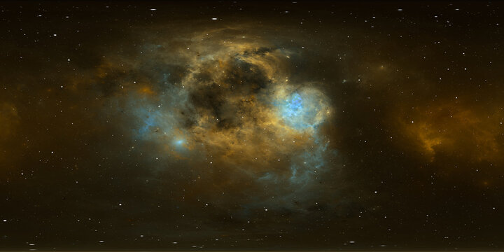360-Degree 12K Panoramic Space Background with Starfield and Nebula. NoAi