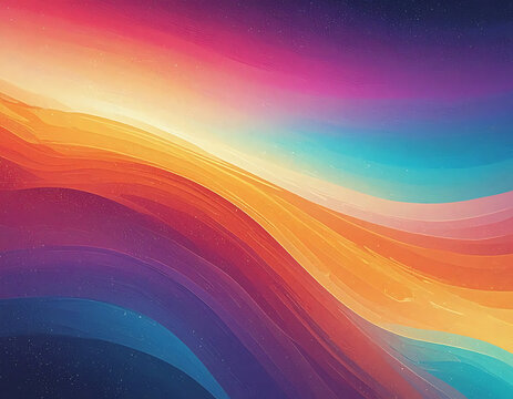 abstract colorful flowing waves with pixelated texture and starry night sky, vibrant gradient background