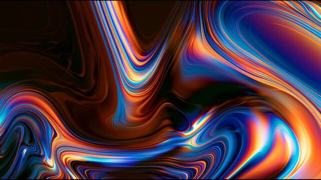 Oil slick moves in swirls showing colors and patterns while reflecting light. The visual effect is seen in urban settings with natural light.