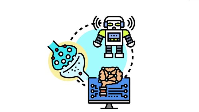 Artificial hallucinations concept linking a robot with brain processing, neural networks, and synapses, the complex intersection of mind, machine learning, and data interpretation