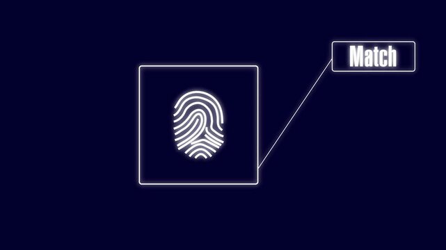 Glowing fingerprint security icon illuminates a dark blue field. Cybersecurity authentication portals show fingerprint icon. Fingerprint security icon vectors pulse.