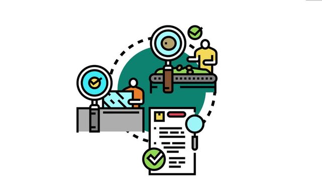 Skilled workers performing thorough quality checks on products during manufacturing. Meticulously inspecting items. Analyzing data on a computer