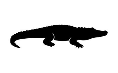 Obraz premium Black silhouette of a dangerous alligator walking