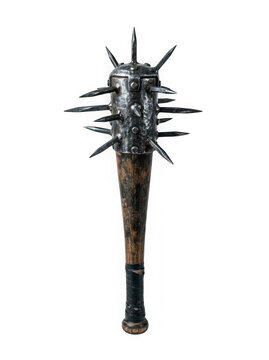 Medieval spiked mace weapon isolated on transparent background