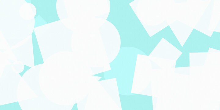 Modern abstract geometric shapes in soft white and light blue background