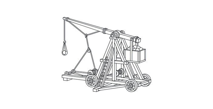Medieval Trebuchet Siege Engine Vector Illustration