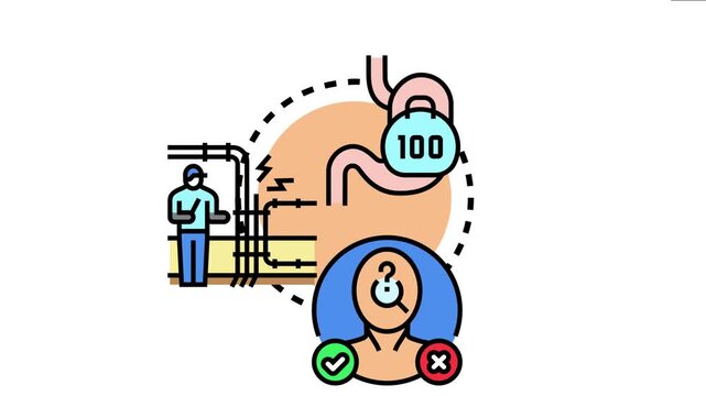 Worker and medical icons the process of evaluating problem severity, understanding system malfunctions, and performing thorough analysis to find solutions