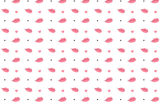 seamless pattern with lips and heart
