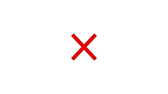 Red x mark symbol animation on white background, for error and, rejection concepts, red cross