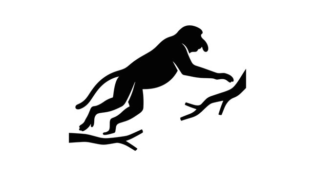 Silhouette of a monkey jumping between branches 1.